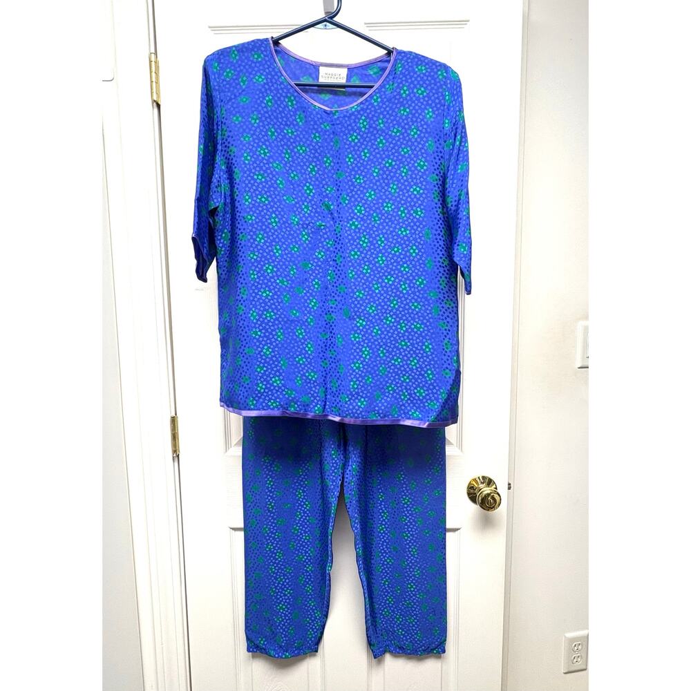 Maggie Shepherd 2 Piece Lounge Set Vintage Blue Green Abstract 90s Size M